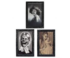 TRIXES 3-er Pack Halloween 3D Lentikular Magic Hologramm Wackelbilder - Wandportäts mit Horror Grusel Effelt als Dekoration für gespenstische, gruselige Themenpartys - 38 cm x 25 cm