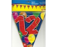 1 WIMPELKETTE / GIRLANDE 10 m 12.Geburtstag PARTY DEKO