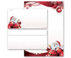 Briefpapier Set, 20 tlg. Weihnachten, BRIEF AN DEN WEIHNACHTSMANN 10 Blatt Briefpapier + 10 passende Briefumschläge DIN LANG ohne Fenster | Paper-Media