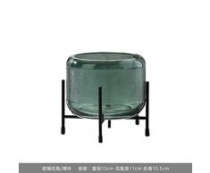 YSDHE Glasvase Milchglas Schmiedeeisen Halterung Obstteller Vase Dekoration Vase Ornament (Color : A Section 15 * 15.5cm (High))