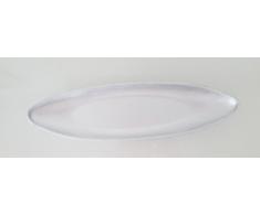 Cleanprince Holztablett Holzschale 40 cm 400 mm silber oval längliche ovale Schale MDF Blatt Blattform Bootsform Boot Obstschale Knabberschale Deko Dekoschale Holzschale Schmuckschale Teller