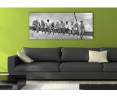 wandmotiv24 Leinwandbild Panorama Nr. 249 Skylunch 100x40cm, Bild auf Leinwand, Retro Foto Bauarbeiter