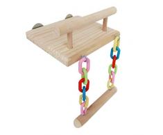 Ncbvixsw Vogel-Sitzstangen aus Holz, für Hamster, Spielen, Fitnessstudio, mit Holzschaukel, Rattan-Ball, praktisches Zubehör für Papageien, Vögel, Vögel, Spielzeug für Papageien