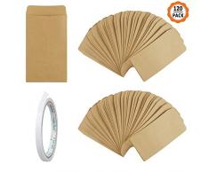 Dadabig 120 Stück Mini Papiertüten, Klein Kraftpapier Tüten Mini Papierbeutel Kraft Umschlag Flachbeutel für Geschenk Schmuck Samentüten zum Befüllen Bonbons Süßigkeiten Weihnachtskarte (Braun)