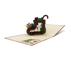 Weihnachten 3D Pop Up Grußkarte Handmade Nikolausstiefel 17x17cm