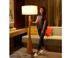 Stehlampe Moderne Einzigartige Design Kreative Hotel Stil Leinenschirm Massivholz Vase Stehlampe 1,55 Mt mit Fußschalter für Wohnzimmer Schlafzimmer Büro Studie Lesen