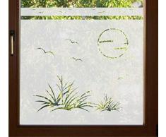 rs-interhandel® GD37 / 80cm hoch Sichtschutz Folie Bad Badezimmer Düne Fenster Sichtschutzfolie Fensterfolie Glasdekor Sichtschutzfolie Window blickdicht wasserfest selbstklebende Folie