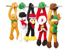 Baker Ross AC174 Weihnachtliche hängende Plüschtiere für Kinder als kleine Überraschung im Nikolausstiefel oder als Preis bei Partyspielen (5 Stück), Sortiert