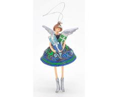 crafts & design Weihnachtsengel, Engel mit Geschenk, Deko Hänger, Christbaumschmuck, blau, grün, 12 cm