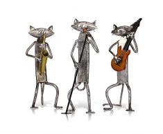 Florwesr Metallfigur Pop-A-Spiele Gitarre Saxophon Gesang-Katze Figurine Einrichtungsartikel-Fertigkeit-Geschenk for Hauptdekoration (Color : Deep Blue)