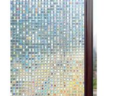 rabbitgoo Fensterfolie 3D Sichtschutzfolie Fenster Statisch Folie Selbsthaftend Privatsphäre Dekofolie Anti-UV für Zuhause oder Büro 44.5 x 200 cm