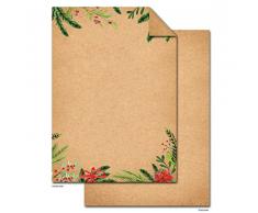 50 Blatt Weihnachtspapier natur rot grün Briefpapier DIN A4 Weihnachten Briefbogen Weihnachtsbriefpapier VINTAGE Nostalgie Papier weihnachtlich für Weihnachtsbriefe Kunden