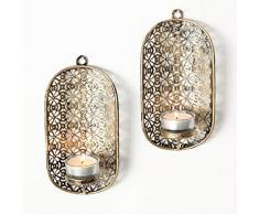 Home Collection Metall Leuchter Wandkerzenleuchter 2er Set antikgold H19cm