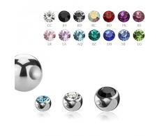 eeddoo® 6 mm - RS - Rose / Rosa - Stahl - Klemmkugel - Kristall (Piercing Kugel für BCR Klemmringe)