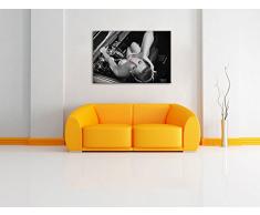 Rockabilly, Retro Style schwarz/weiß Format: 80x60 auf Leinwand, XXL riesige Bilder fertig gerahmt mit Keilrahmen, Kunstdruck auf Wandbild mit Rahmen, günstiger als Gemälde oder Ölbild, kein Poster oder Plakat