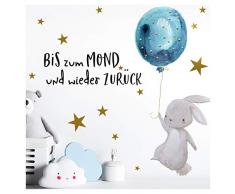 Little Deco Kinder Wandtattoo Hase & Zitat Bis zum Mond I A4-21 x 29,7 cm I Luftballon Kinderbilder Wanddeko Babyzimmer Junge Wandaufkleber Kinderzimmer Baby DL161