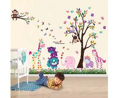 COM-Walplus Wandsticker Wand Aufkleber Dekoration Papier Kunst Tiere Bunter Baum Kinderzimmer Niedlich