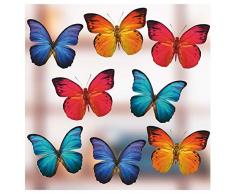 Stickers4 Schmetterlings-Fensteraufkleber zum Schutz gegen Vogelschlag - 8 schöne Schmetterlings- Glasaufkleber, doppelseitig und selbstklebend zum Schutz gegen Vogelkollisionen