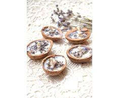 Lavendel Kerze schwimmende Kerzen Walnuss Kerze mit Lavendel 5 Stck Hochzeits party Bevorzugung Soja Wachskerze schwimmende Kerze Teelicht duftende Kerze Kräuter Kerze Ozean Badezimmer Dekor Blumen kerze