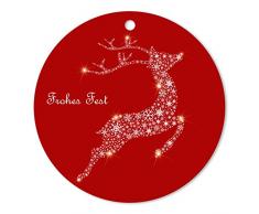 25er Pack Geschenkanhänger Frohe Weihnachten rund ca. Ø 95 mm verschiedene Motive, Anhänger, Weihnachtsanhänger, Geschenkkarte, Geschenkkärtchen, Anhängeetikett, Topper