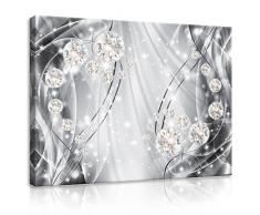 FORWALL Bilder Canvas Abstrakt, Diamanten und Silber O1 (100cm. x 75cm.) Leinwandbilder Wandbild AMFPP10406O1