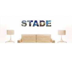 Wandtattoo farbige Wandschrift Städtename Stade mit Sehenswürdigkeiten 80 x 16 cm Länge