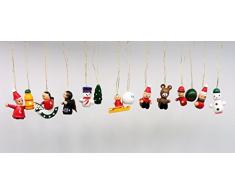 14 Weihnachtsanhänger Weihnachtsmann Schneemann Engel Schaukelpferd Baumschmuck Weihnachten Holz Anhänger