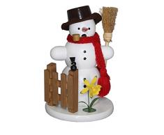 Rudolphs Schatzkiste Räuchermann Schneemann mit Hut und Gartenzaun BxHxt 10,5x15x10,5cm NEU Rauchmann Räucherfigur Räucherkerze Figur Holz Seiffen Erzgebirge Holz Rauchfigur Dekoration Weihnachten