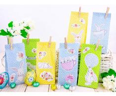 Papierdrachen 12 Osternester für Kinder und Erwachsene - DIY Osterkörbchen zu Ostern - Motiv Osterhase - Ostergeschenke für Kinder - Set 5