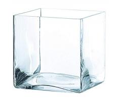 INNA-Glas Quadratische Glasvase - Glaswürfel Jack, klar, 20x20x20cm - Glas Übertopf - Windlicht Glas