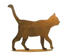 Rostige Gartendeko - Edelrost Tier: Große Katze auf Platte - Höhe 50cm - Rost Dekoration/Dekokatze/Katzendekoration