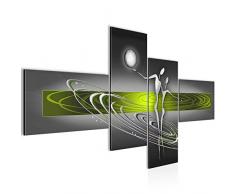 Bilder Abstrakt Figuren Wandbild 150 x 60 cm Vlies - Leinwand Bild XXL Format Wandbilder Wohnzimmer Wohnung Deko Kunstdrucke Grün Grau 4 Teilig - MADE IN GERMANY - Fertig zum Aufhängen 301245c