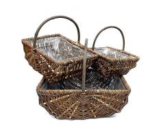 TGG 3er Set rechteckig Erntekorb, Pflanzkorb, Weidenkorb groß, Natur !!!