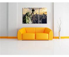 Gigantische Freiheitsstatue in New York 3-Teiler Leinwandbild 120x80 Bild auf Leinwand, XXL riesige Bilder fertig gerahmt mit Keilrahmen, Kunstdruck auf Wandbild mit Rahmen, gänstiger als Gemälde oder Ölbild, kein Poster oder Plakat