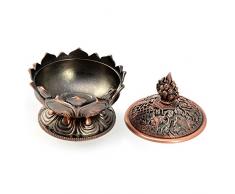 Räucherschale mit Deckel, Räuchergefäß, auch als Stäbchenhalter, Räucherschälchen, aus Messing, für Räucherstäbchen oder Räucherkegel, Kupfergefäß