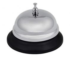 ISO TRADE Tischklingel Druckauslöser Metall 8,5x6cm Silber Rezeptionsklingel Empfang Theke 5869