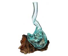 Deko Gamal Wurzelholz Glasvase 25 cm Teak Holz Teakholz Bali Glas Vase gedreht