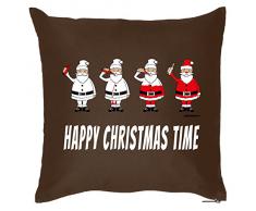 Goodman Design Kissen mit coolem weihnachtsmotiv - Happy Christmas Time - Weihnachtsmänner - Geschenk - Zierkissen für Couch und Bett