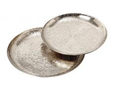 Boltze Deko-Teller Ties Aluminium Silber Ø 42 cm oder Ø 48 cm, Tischdeko, Aufbewahrung (Ø 42 cm)