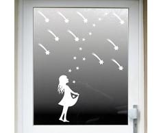 Sterntaler groß + 10 Sternchen + 10 Sterne + 10 Schweif Sternfänger Christkind Aufkleber Tattoo Winter Fenster Deko Folie Weihnachten ( weiß )