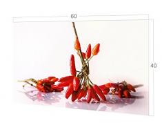 GRAZDesign Küchenrückwand Glas-Bild Spritzschutz Küche Herd Küche Edler Kunstdruck hinter Glas Bild-Motiv Chili Eyecatcher für Zuhause / 60x40cm