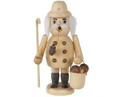OBC Räuchermännchen Pilzsammler Natur gebeizt, 18 cm, Dekofigur Handbemalt im Erzgebirge - Stil/Räuchermann / Räucherfigur aus Holz