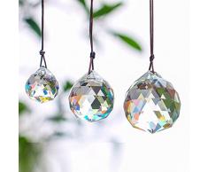 Boerni Kristallkugel-Set mit 20/30 / 40 mm klaren, facettierten Prismenkugeln, Sonnenfänger für Deckenanhänger, Beleuchtung, Kronleuchter, Fenster, Dekoration, 3 Stück