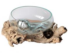 Geschenk Deko Gamal Wurzelholz B-Ware Glas Ø 20-22 cm Wurzel Holz Teakholz Vase Schale L