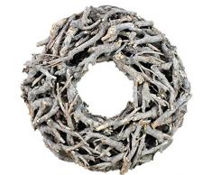 Bada Bing XL Weidenkranz Holz Kranz Geäst Aus Zweigen Ø Ca. 50 cm Weiss Grau Landhaus Stil Deko Tischdeko Wanddeko Adventskranz Advent Türkranz Weihnachten Deko 31