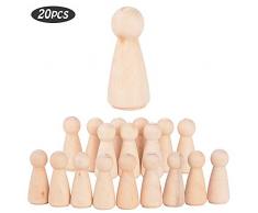 JNCH 20 STK Holzfiguren Mädchen Dekoration DIY Figuren Deko zum Basteln Holz Puppen Holzpuppen zum Bemalen Kegel Figurenkegel Holzkegel