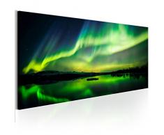 decomonkey Bilder Polarlicht 150x50 cm 1 Teilig Leinwandbilder Bild auf Leinwand Vlies Wandbild Kunstdruck Wanddeko Wand Wohnzimmer Wanddekoration Deko Landschaft Nordlicht schwarz grün