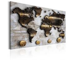 murando - Bilder 120x80 cm Vlies Leinwandbild 1 TLG Kunstdruck modern Wandbilder XXL Wanddekoration Design Wand Bild - Weltkarte Karte Welt Kontinente Gold Struktur k-A-0047-b-a