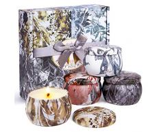 ACTOPP Duftkerzen Geschenkset 100% Sojawachs Kerzen 4 Stücke Aromatherapie Kerze in Dose Freesie Lavendel Rosmarin Vanille Duftkerzen Set Duft Geschenk Set für Geburtstag Weihnachten