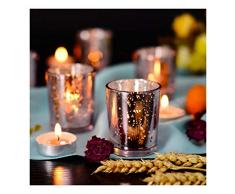 Supreme Lights Glas Teelichthalter 12er Set, 5.2x6.6cm, Gefleckter Teelichtgläser Geschenk Kerzenhalter Deko für Geburtstag, Party, Hochzeit, Feier, Haushalt, Gastronomie (Rosegold)